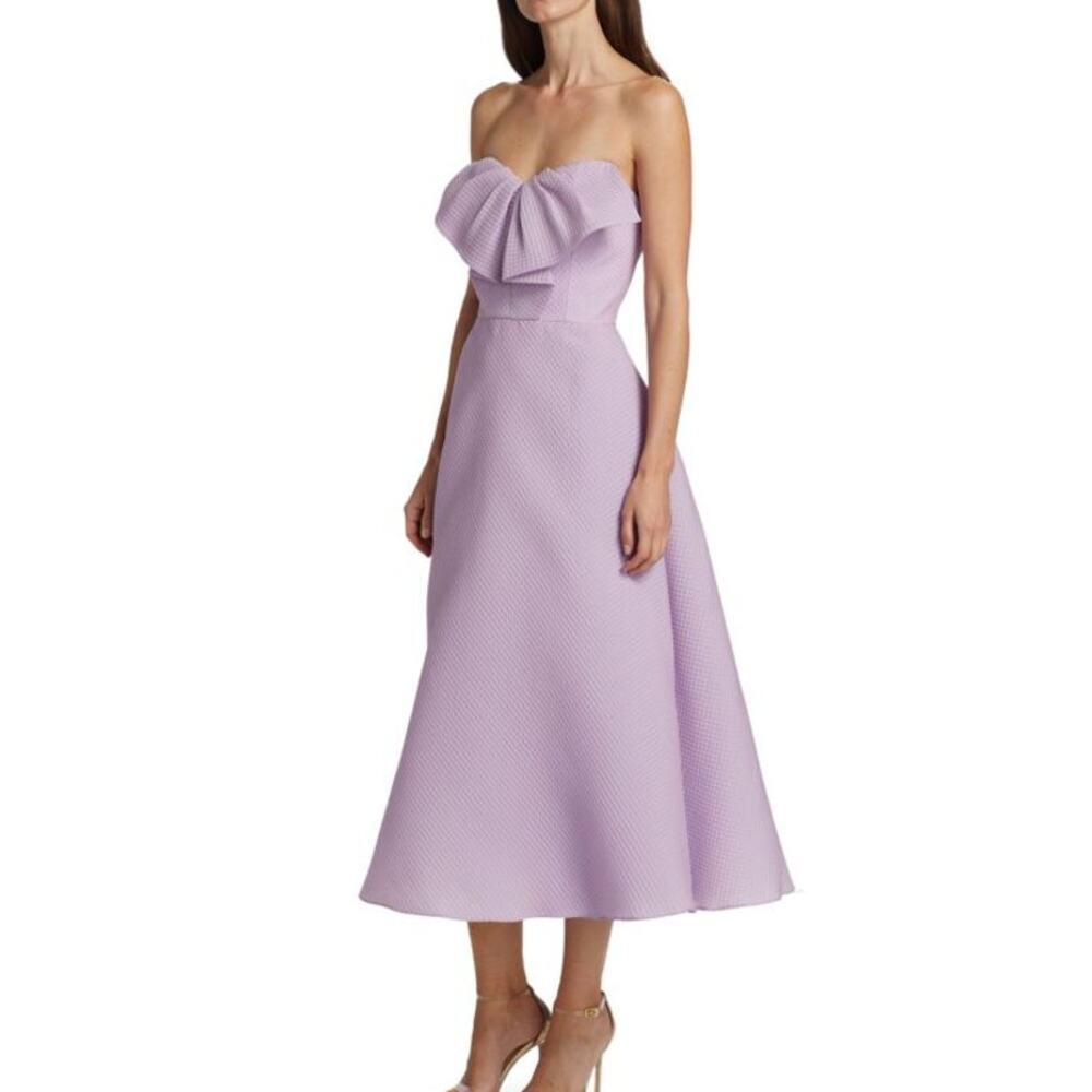 Lela Rose Matelassé Fit & Flare Midi Dress
